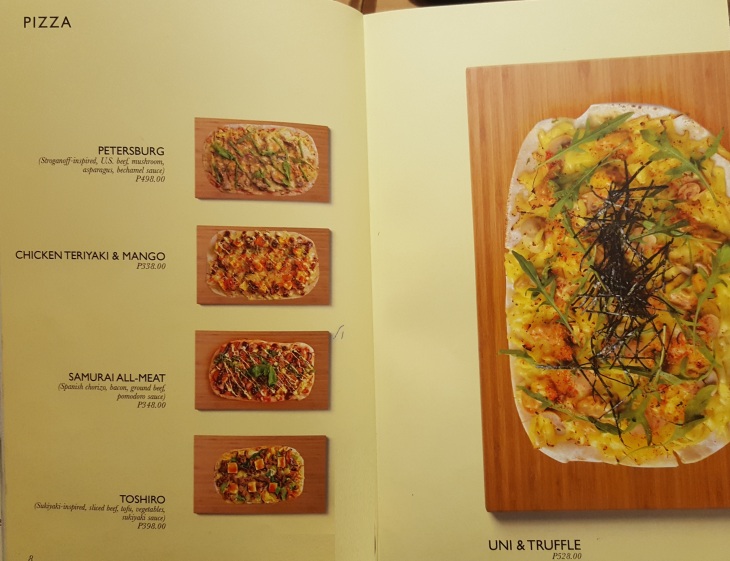 Pizza Menu - John and Yoko Cosmopolitan Japanese Restaurant